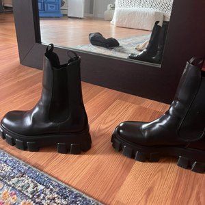 Prada Monolith brushed leather booties